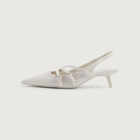 Oak + Fort pointed toe white mules - Picture 2 of 5